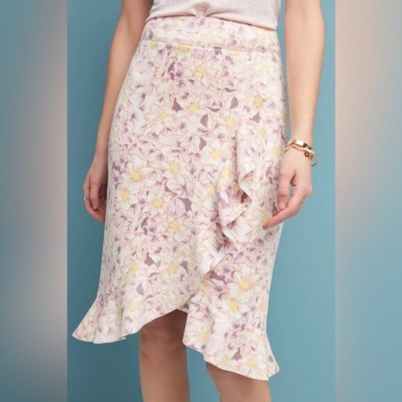 Anthropologie Skye Ruffled Floral Skirt - Picture 1 of 11